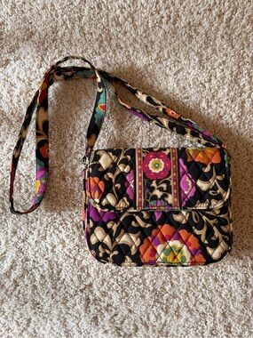 Vera Bradley Black Multi Quilted Floral Crossbody